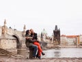 Young couple in love. Prague, Czech Republic Royalty Free Stock Photo