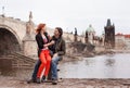 Young couple in love. Prague, Czech Republic Royalty Free Stock Photo