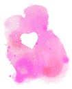 Young couple in love silhouette plus abstract watercolor. Valent Royalty Free Stock Photo