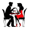 Young couple in love sitting in a cafe 2. silhouette detailed v