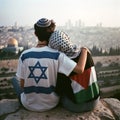 Young Couple in Love: Symbol of Peace and Reconciliation in Jerusalem. Generative AI