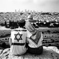 Young Couple in Love: Symbol of Peace and Reconciliation in Jerusalem. Generative AI