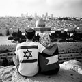 Young Couple in Love: Symbol of Peace and Reconciliation in Jerusalem. Generative AI