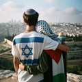 Young Couple in Love: Symbol of Peace and Reconciliation in Jerusalem. Generative AI