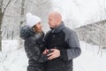 Young couple in love in the winter looking at each other Royalty Free Stock Photo