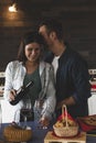 Young couple of lovers celebrating at home drinking wine Royalty Free Stock Photo