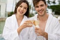 Young couple tasting wine Royalty Free Stock Photo