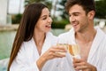 Young couple tasting wine Royalty Free Stock Photo