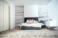 Young couple lying in bedroom Royalty Free Stock Photo