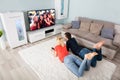 Couple Watching Television At Home Royalty Free Stock Photo