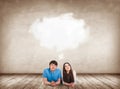 Young couple lying on the floor in apartment and dreaming. Royalty Free Stock Photo