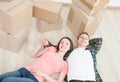 Young couple lying on the floor Royalty Free Stock Photo