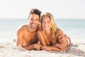 Young couple lying on sand Royalty Free Stock Photo
