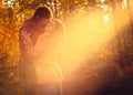 Young Couple Man and Woman Hugging in Love Romantic Outdoor