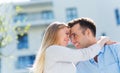 Young couple in modern residential area Royalty Free Stock Photo