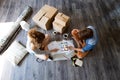 Young couple moving in new house. Royalty Free Stock Photo