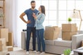 Young couple moving to a new apartment together relocation Royalty Free Stock Photo