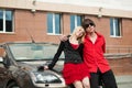 Young couple with a new car Royalty Free Stock Photo