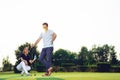 Young couple at golf court Royalty Free Stock Photo