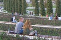 Young couple on the opening of a modern Park in the city of Krasnodar.