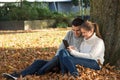 Young couple in park Royalty Free Stock Photo