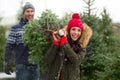 Couple buying Christmas tree Royalty Free Stock Photo