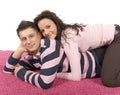 Young couple on the pink carpet