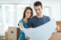 Young couple planning their new house Royalty Free Stock Photo