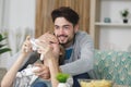 Young couple playing video games at home Royalty Free Stock Photo