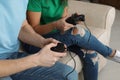 Young couple playing video games at home Royalty Free Stock Photo