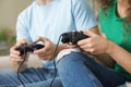 Young couple playing video games at home Royalty Free Stock Photo