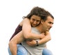 Young couple playing in a wheat field Royalty Free Stock Photo