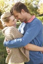 Young couple posing in park