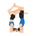 Young couple practicing acroyoga together
