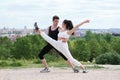 Young couple practicing street dance Royalty Free Stock Photo