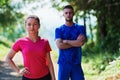 young couple preparing for a morning run Royalty Free Stock Photo