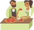 Young couple preparing pizza together Royalty Free Stock Photo