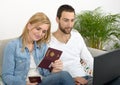 Young couple preparing vacation trip with passport Royalty Free Stock Photo