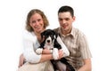 Young couple and puppy Royalty Free Stock Photo