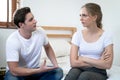 Couple quarrels among themselves at home, Relationship problems. Royalty Free Stock Photo