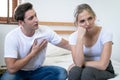 Couple quarrels among themselves at home, Relationship problems. Royalty Free Stock Photo
