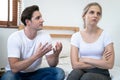 Young couple quarrels among themselves at home. Royalty Free Stock Photo