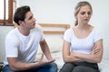 Young couple quarrels among themselves at home. Royalty Free Stock Photo