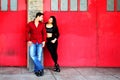 Young Couple Red Doors Royalty Free Stock Photo