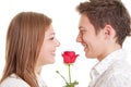 Young couple with red rose Royalty Free Stock Photo