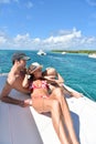 Young couple relaxing on a cruising deck Royalty Free Stock Photo