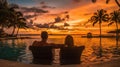 Young Couple Relaxing and Enjoying the Sunset