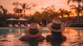 Young Couple Relaxing and Enjoying the Sunset Royalty Free Stock Photo