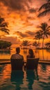 Young Couple Relaxing and Enjoying the Sunset