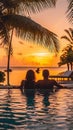 Young Couple Relaxing and Enjoying the Sunset Royalty Free Stock Photo